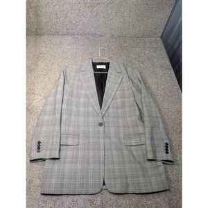 Babaton Grey Plaid Single Button Blazer Jacket Womens Large Glen Check Aritzia